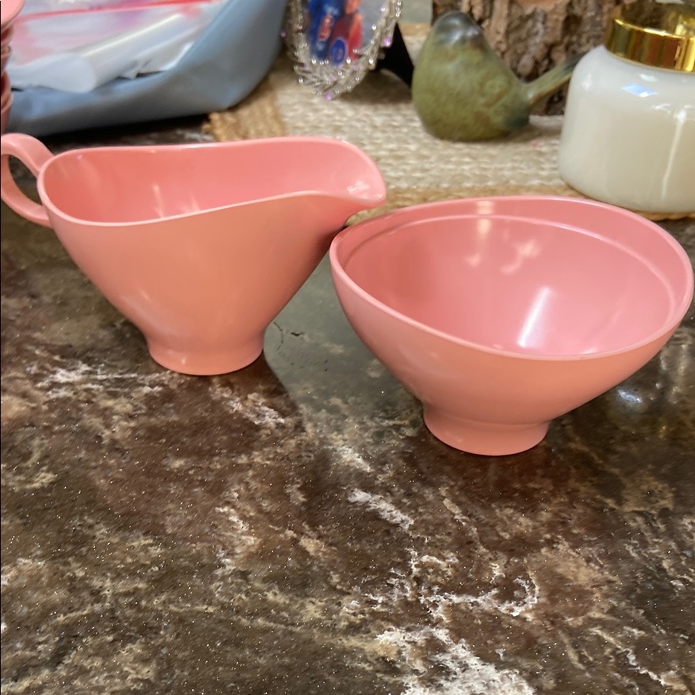 Pink boontonware sugar and creamer vintage
